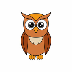 owl, bird, cartoon, animal, vector, illustration, cute, nature, character, art, brown, wise, eyes, wild, drawing, design, wing, feather, beak, icon, fun, wildlife, night, funny