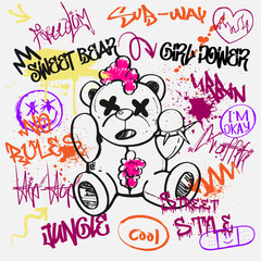 Urban typography graffiti motivational slogan print for man - woman graphic tee t shirt - Vector