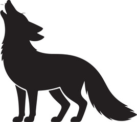 Silhouette of a Howling Fox Standing Profile