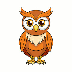 owl, bird, cartoon, animal, vector, illustration, cute, nature, eyes, brown, character, beak, feather, wise, art, icon, drawing, design, wing, wild, wildlife, fun, funny, wisdom, night