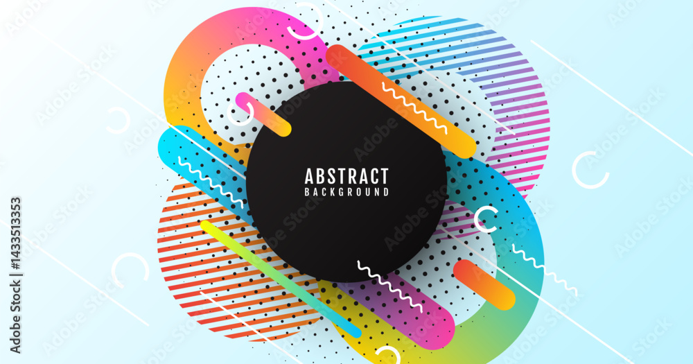 Poster black circles abstract background overlap layer on bright space with colorful shape effect decoratio