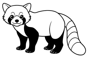 Naklejka premium Simple Red Panda Line Drawing