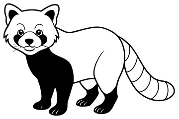 Simple Red Panda Line Drawing
