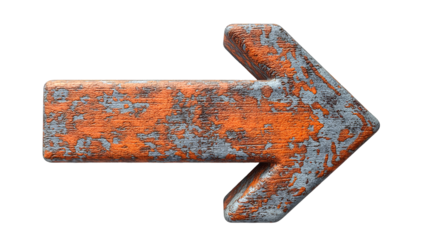 Rustic Wooden Arrow Vintage 3D Direction Sign for Graphic Design.