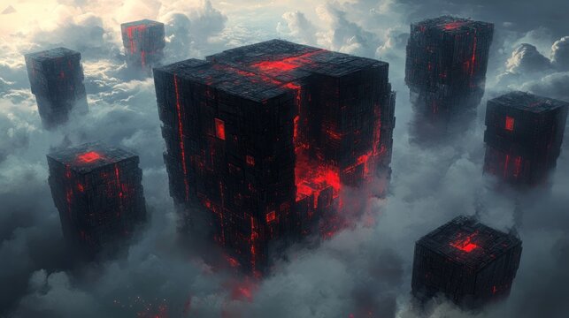Floating Cubic Structures in Cloudscape