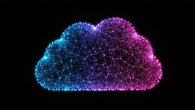 Abstract Cloud Forming with Glowing Network Slow Motion