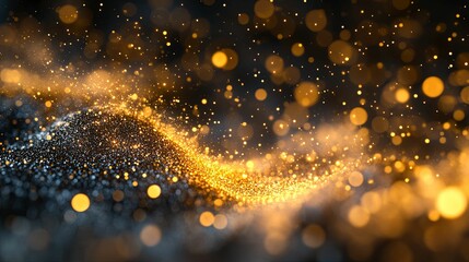 Obraz premium Abstract digital artistic design with shimmering golden particles.
