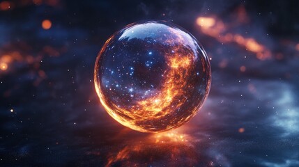 Fototapeta premium Floating Crystal Sphere Reflecting Celestial Galaxies