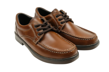 Stylish brown leather shoes with lace up design perfect for a sophisticated look A pair of elegant men s on transparent background