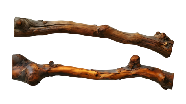 Rustic brown wooden branches, natural texture for craft projects, home decor art element