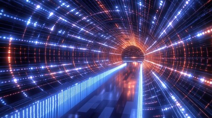 Futuristic Neon Tunnel Visualisation