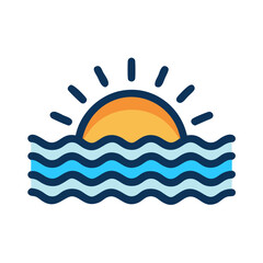 Sunset Over Water Icon Design