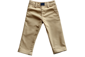 Stylish khaki toddler pants perfect for playtime adventures Soft comfortable fabric cuffed hems detailed on transparent background