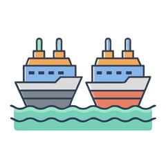 Obraz premium Two Ships Sailing Side Icon Design