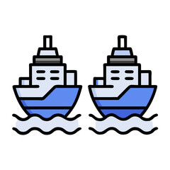 Two Ships Sailing Side Icon Design