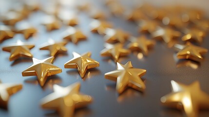 Golden stars scattered across a dark gray surface.