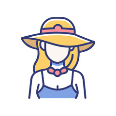 Woman Wearing Sun Hat Icon Design