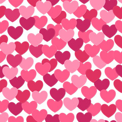 Pink hearts flat style seamless pattern for wrapping paper packaging design textile scrapbooking romantic background for valentines