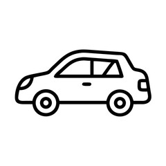 Simple line icon of a passenger car used for web design illustration automotive concept transport visualization symbol on transparent background.