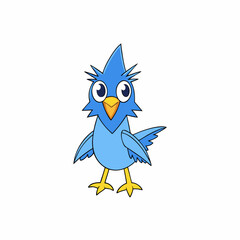 bird, cartoon, animal, illustration, vector, cute, owl, art, funny, nature, twitter, icon, beak, fun, duck, symbol, drawing, blue, wing, happy, flying, character, egg, chicken, feather