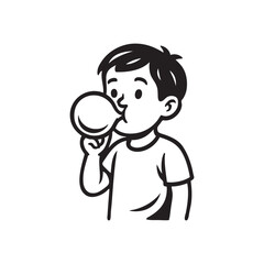 little boy playing with balloons