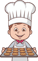 Cartoon Baker with Chocolate Chip Cookies