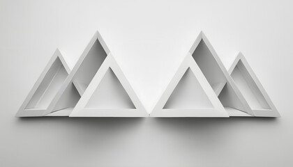 Modern abstract triangular shelves create unique and stylish display. clean lines and white finish enhance any contemporary space, adding touch of elegance and creativity