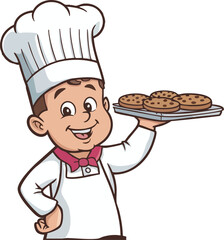 Cartoon Baker with Chocolate Chip Cookies