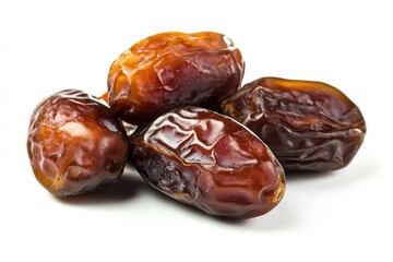 Obraz premium Dried dates, isolated on white background. AI generated illustration.