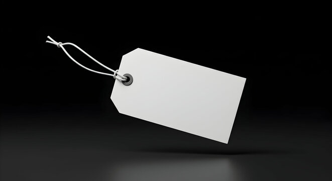 Blank white retail price tag on black background mockup perfect for showcasing your brand logo or promotional message