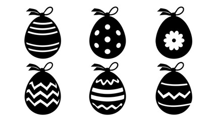 set of egg silhouette vector on tranparent background