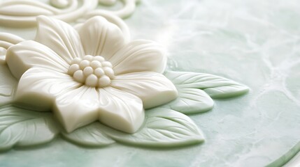 Naklejka premium Elegant white flower soap detail.