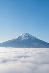 arafed mountain with a snow covered peak in the distance