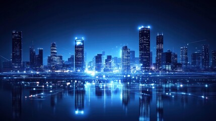 Obraz premium Night Metropolis Digital Glow