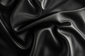Close-up view of luxurious, dark black fabric folds.