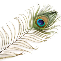 Obraz premium peacock feather on white background