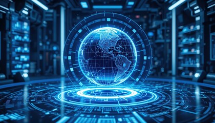 Global Network Data Visualization Futuristic Technology