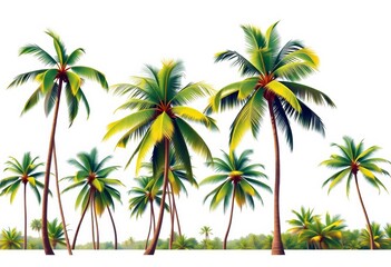 Elegant vector illustrations of palm and coconut trees, ideal for luxury and relaxation themes, elegance, holiday