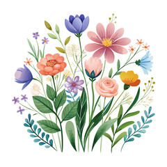 Vibrant Watercolor Wildflowers Meadow Background Pattern