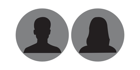 Men and women avatars set. Male and female silhouettes abstract people. User profiles badges. Unknown or anonymous persons. Vector illustration