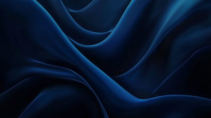 Fototapeta premium Abstract image of rich, dark blue fabric flowing in elegant waves. The deep color and smooth texture create a luxurious and sophisticated mood.