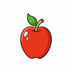 red apple with leaf