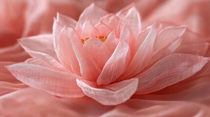 Pink paper lotus flower on fabric, close-up, serenity, spa