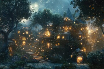 Fantastic World. AI generated illustration.