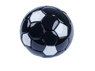 Illustration Shiny Black and White Soccer Ball Isolated on Transparent Background