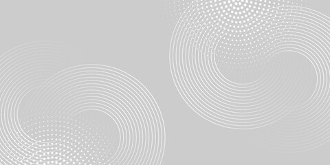 White abstract minimalist background with circle lines and dot pattern. modern