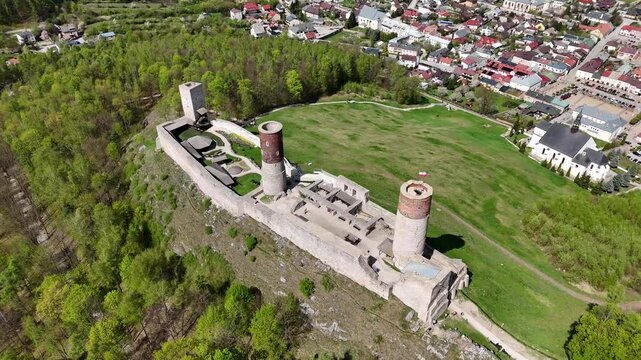 Bird's-eye view of Royal Castle in Checiny, Poland