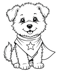 Coloring Page Puppy with a Flag Cape