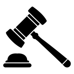 Black gavel symbol of justice on transparent background