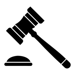 Black gavel symbol of justice on transparent background